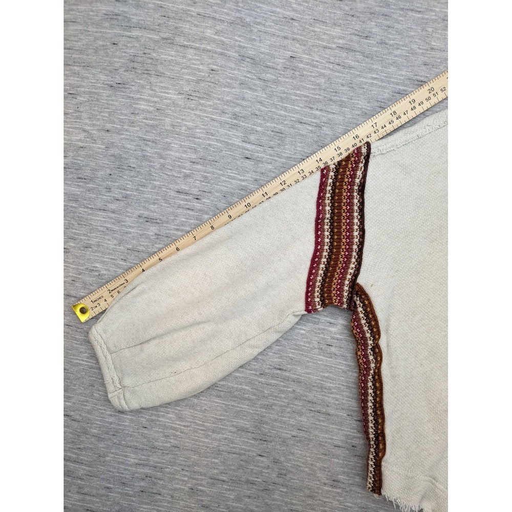 Free‎ People Pullover cropped Top Textured Knit Bohemian SMALL Oversized Raw Hem - Picture 7 of 9